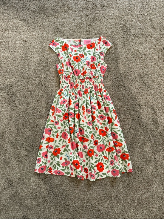 kate spade Dresses & Skirts - KateSpade Garden Blooms Floral Shirred Waist Dress - Pink & Red Flowers